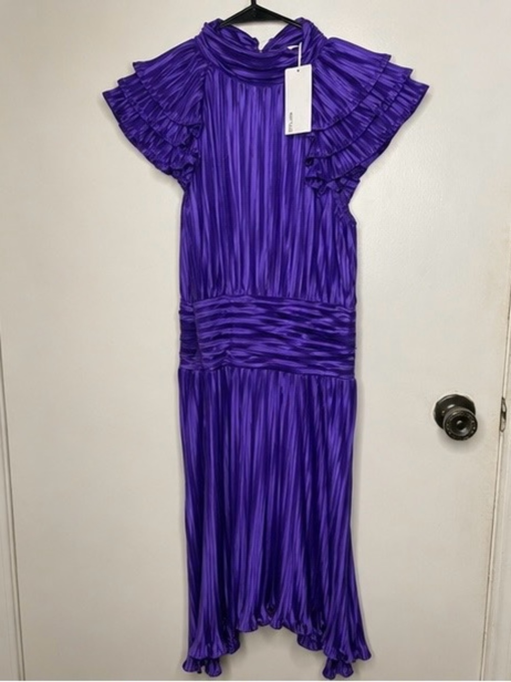 NWT Free People FP One Purple Pleated Ruffle Midi Dress S